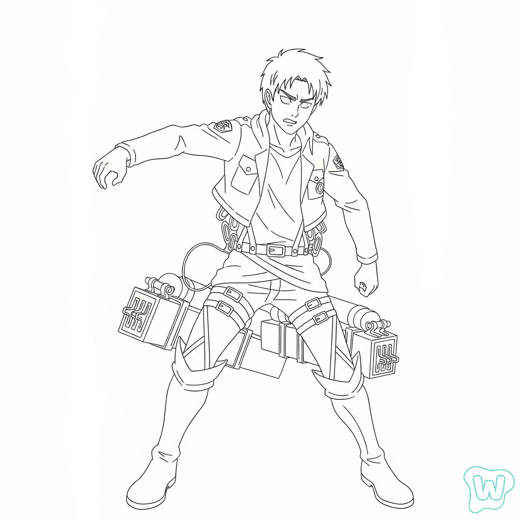 páginas para colorear gratis Eren Yeager 1