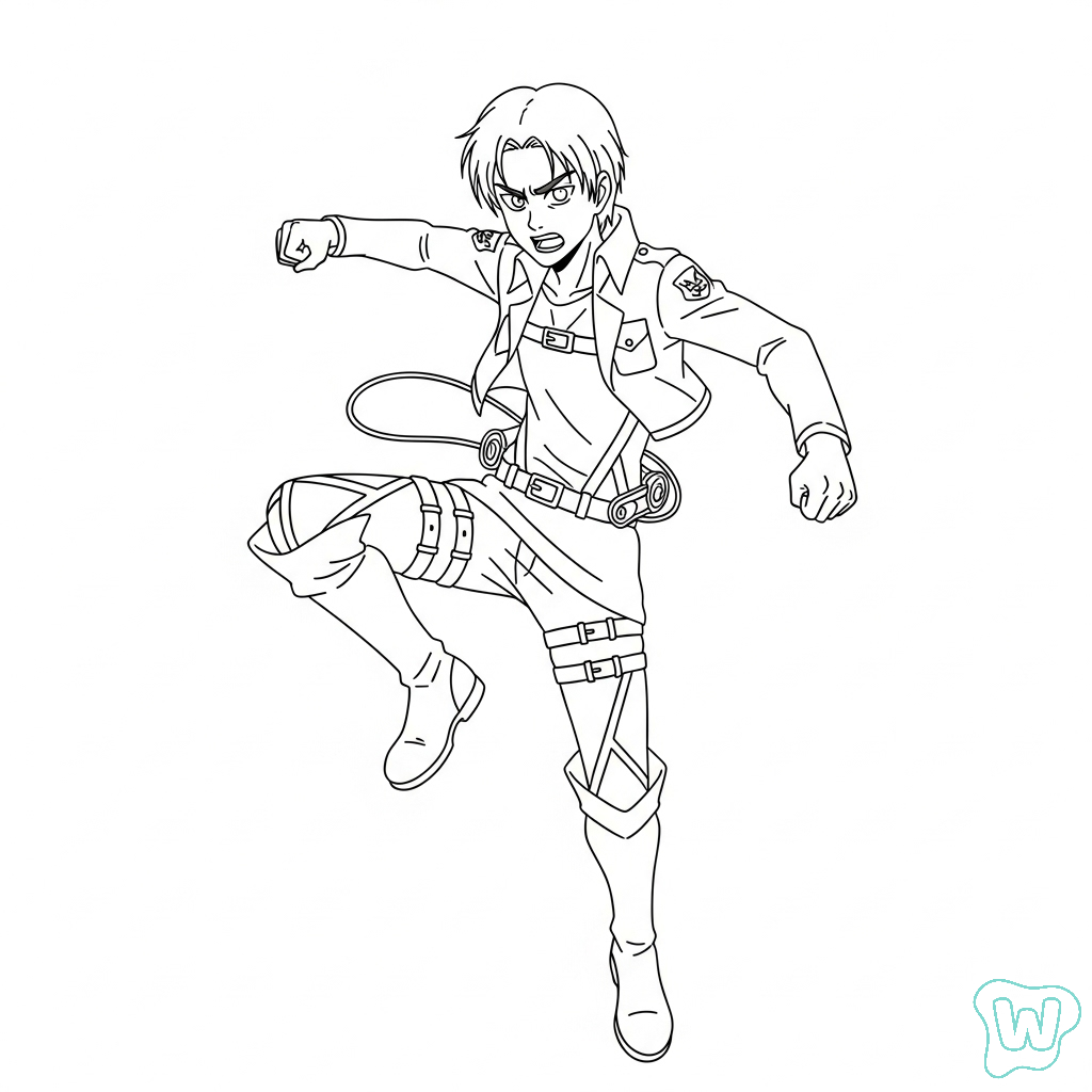 colorear y Imprimir PDF Eren Yeager