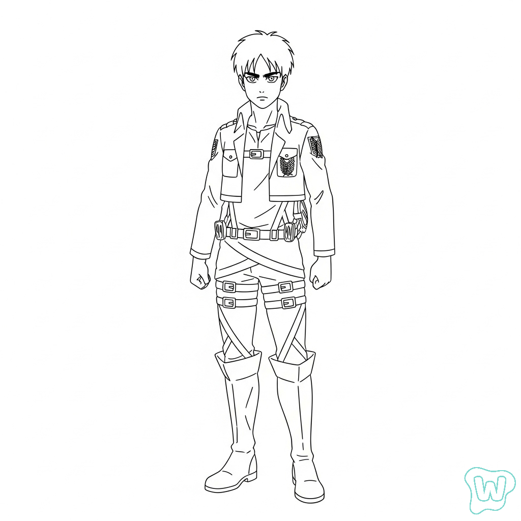 colorear y Imprimir PDF gratis Eren Yeager