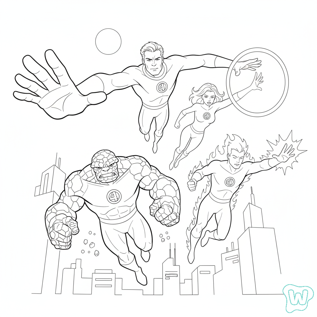 Fantastic Four para colorear y Imprimir PDF