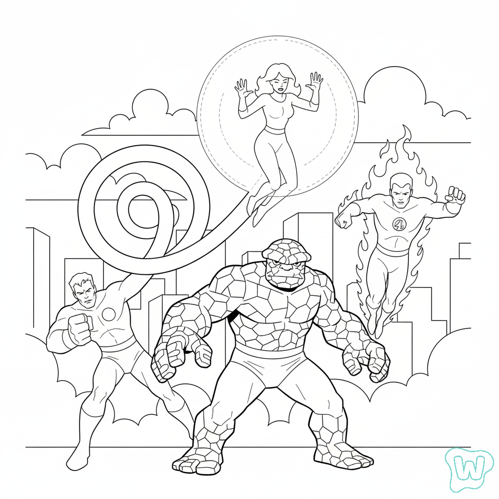 Fantastic Four páginas para colorear imprimibles