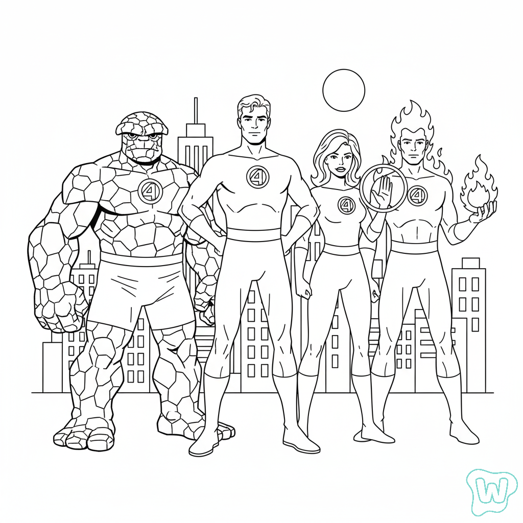páginas para colorear imprimibles gratis Fantastic Four