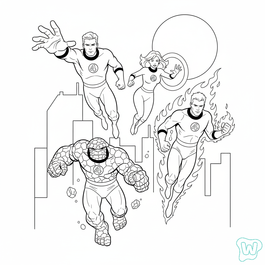 páginas para colorear Fantastic Four gratis