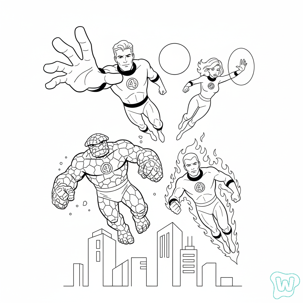 Fantastic Four adornos para colorear