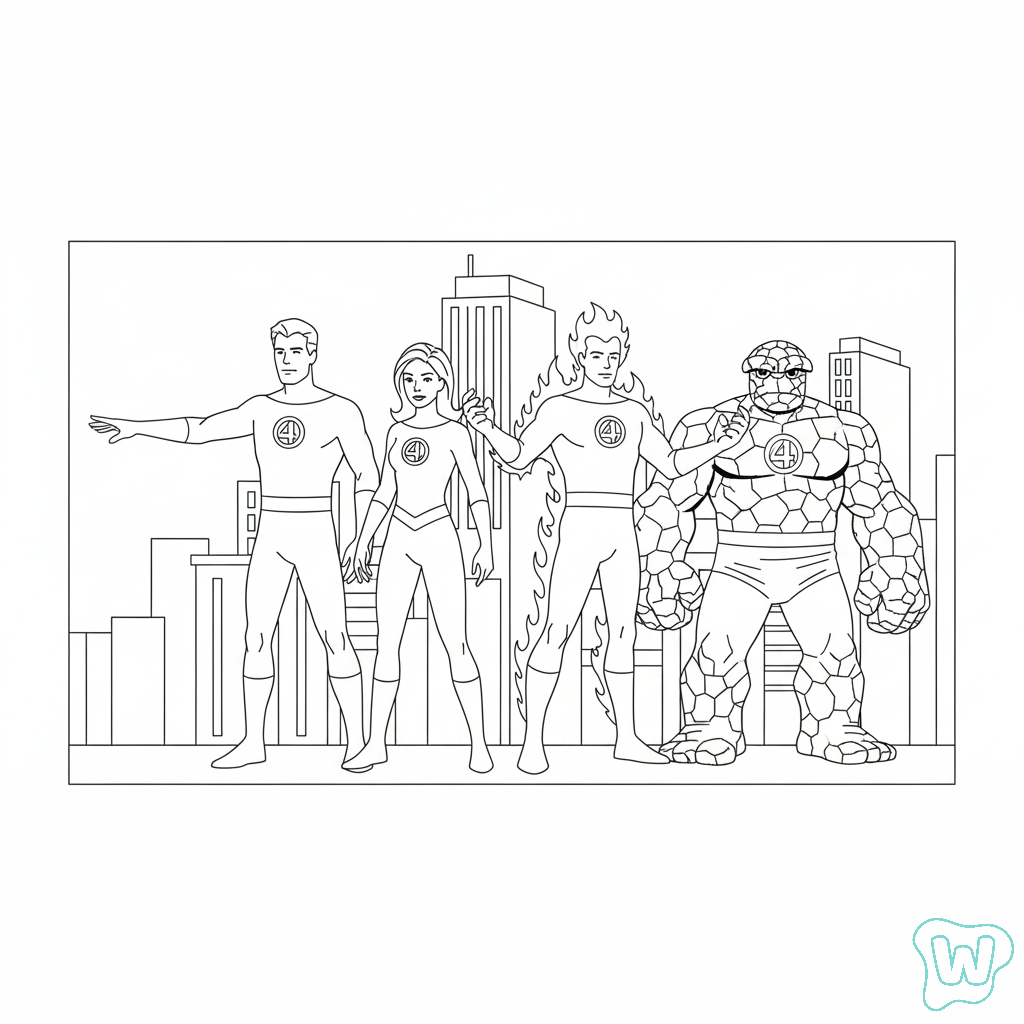 páginas para colorear Fantastic Four imprimibles gratis