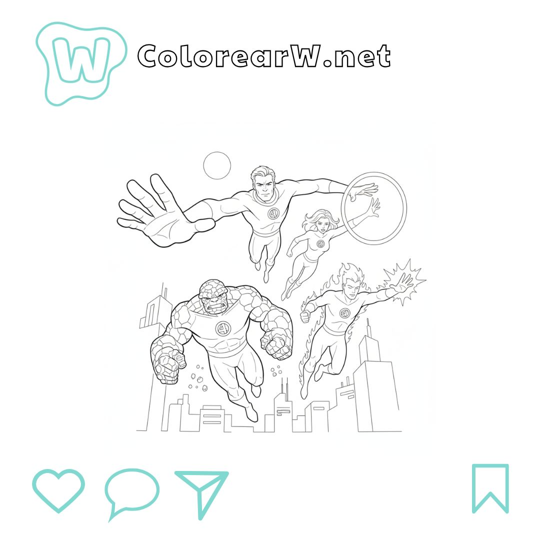 Fantastic Four para colorear (PDF para imprimir gratis) thumbnail