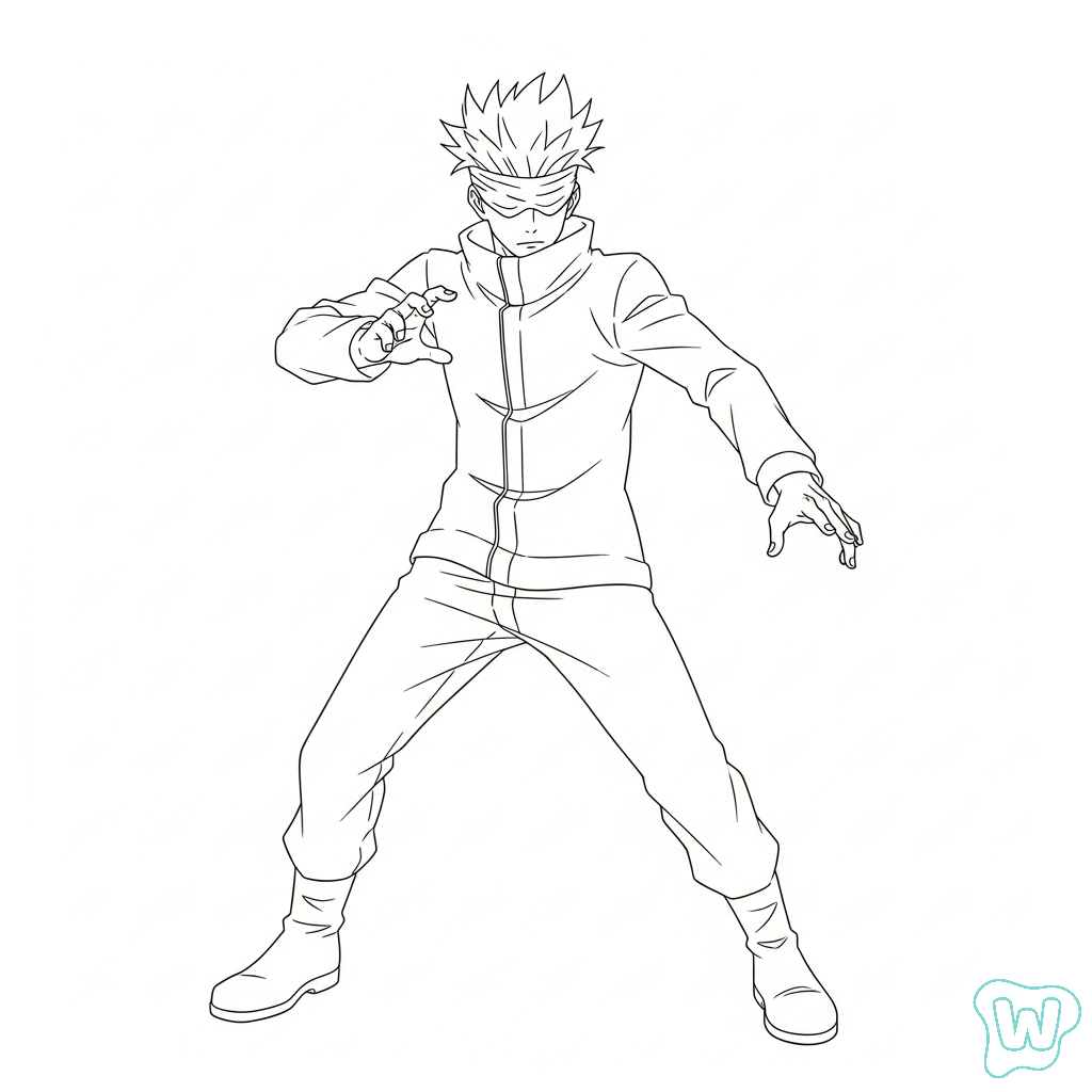 páginas para colorear gratis para adultos Gojo Satoru