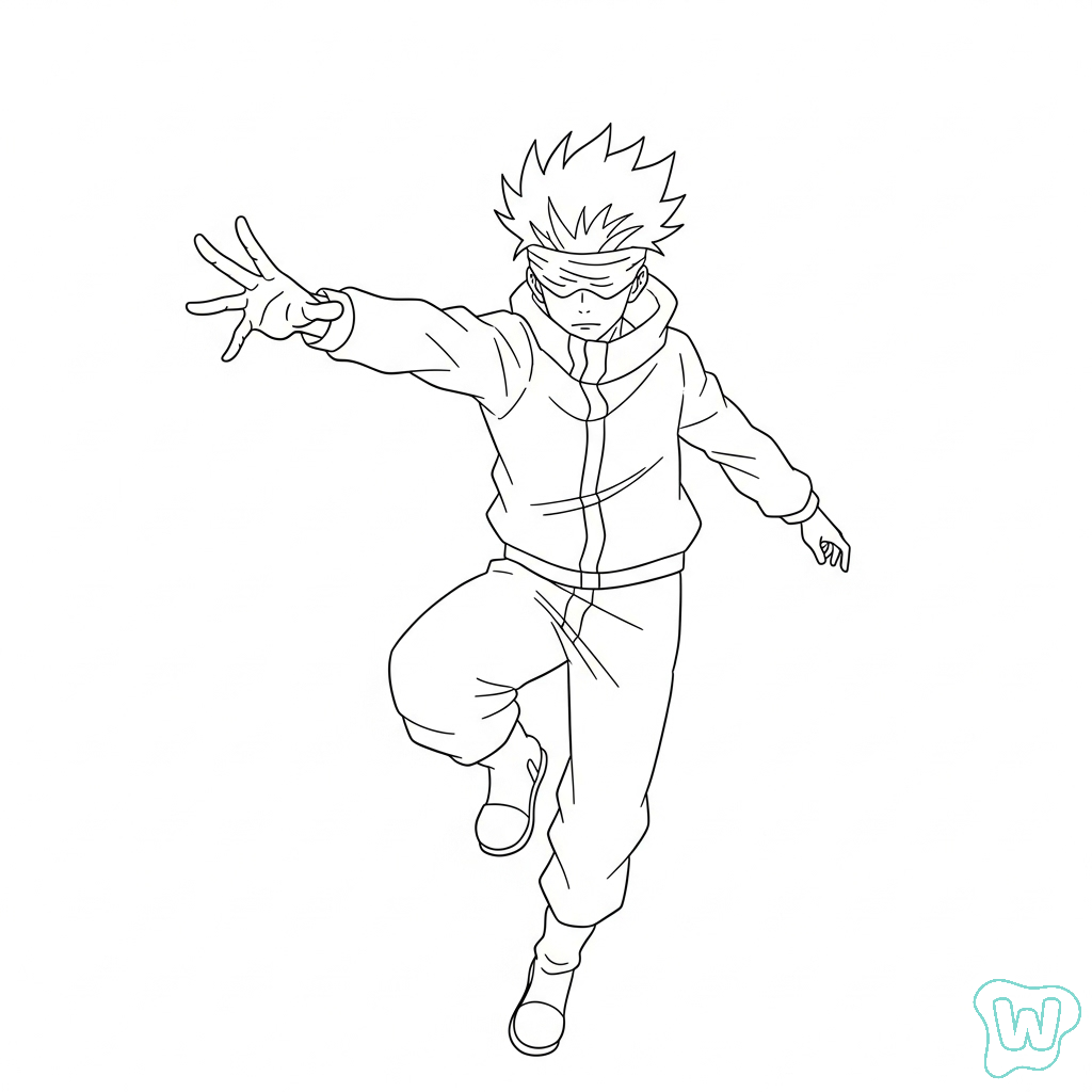 páginas para colorear fáciles de Gojo Satoru