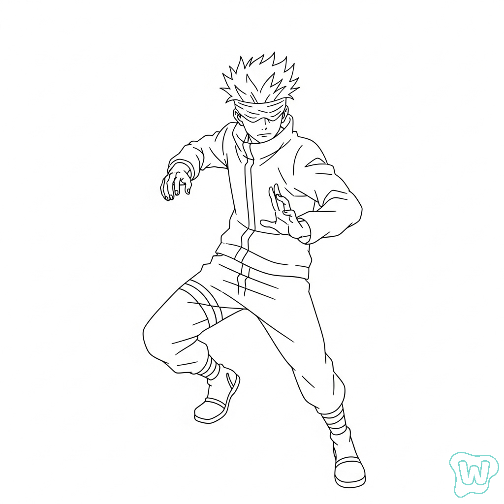 páginas para colorear imprimibles Gojo Satoru para adultos