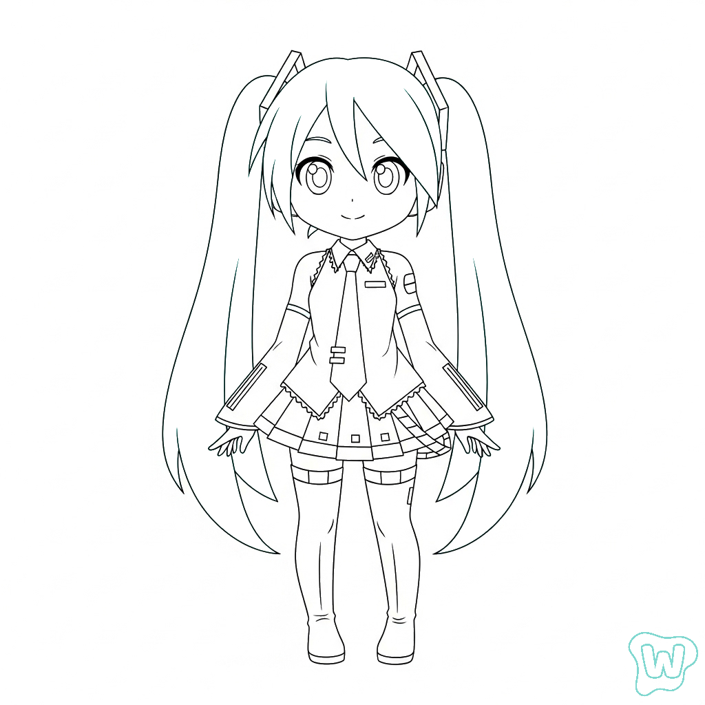 colorear páginas de Hatsune Miku