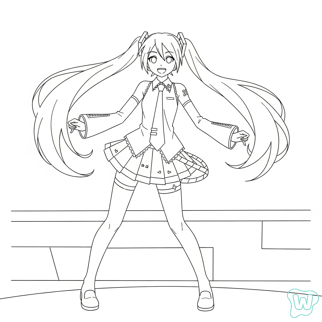 Hatsune Miku páginas para colorear para adultos pdf