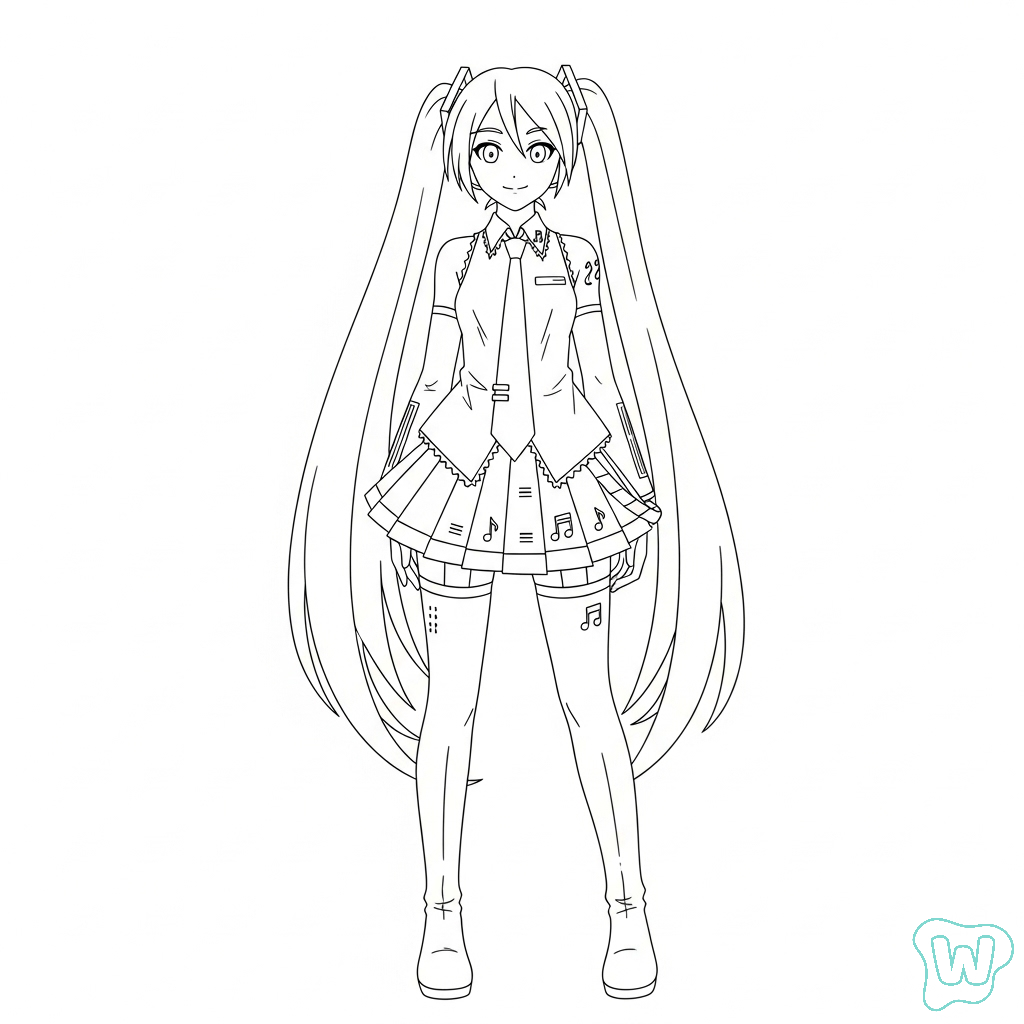 divertidas páginas para colorear Hatsune Miku