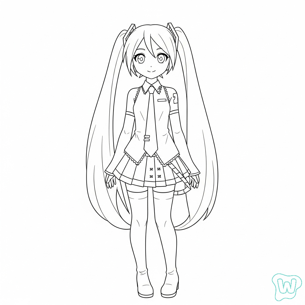 páginas para colorear imprimibles gratis Hatsune Miku