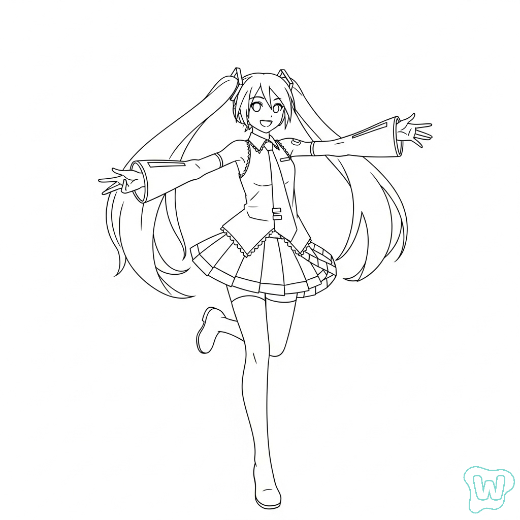Hatsune Miku dibujos para colorear 1