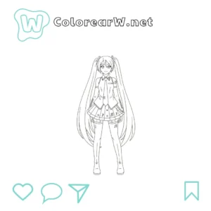Hatsune Miku para colorear (PDF para imprimir gratis) thumbnail