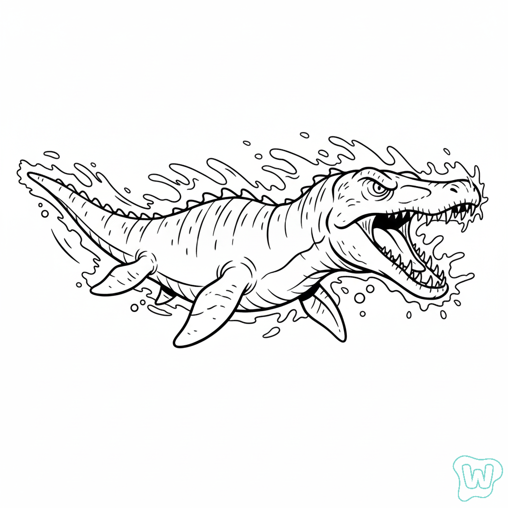 Mosasaurus páginas para colorear para niños