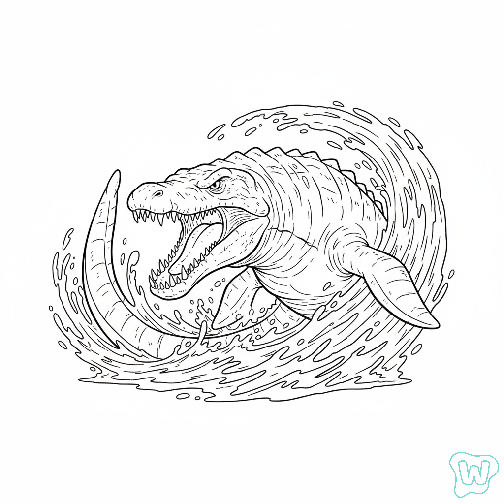 Mosasaurus páginas para colorear para niños 1