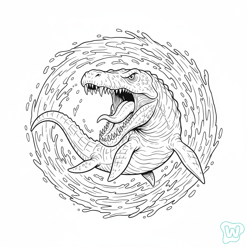 páginas para colorear de preescolar Mosasaurus