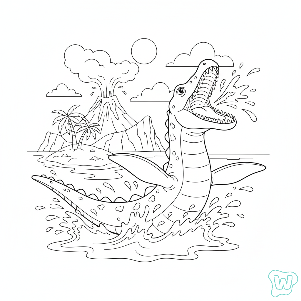 páginas para colorear gratis Mosasaurus pdf