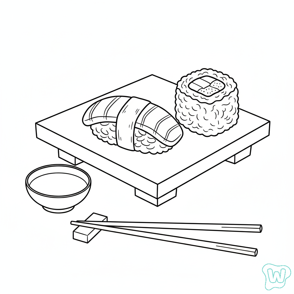 Sushi páginas para colorear para adultos 1