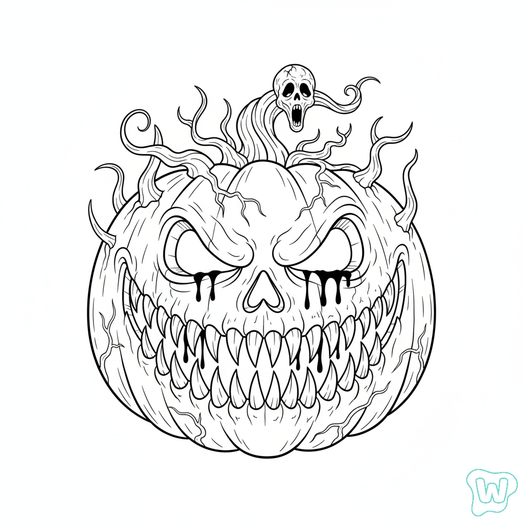 páginas para colorear Tallado de calabazas de Halloween imprimibles gratis