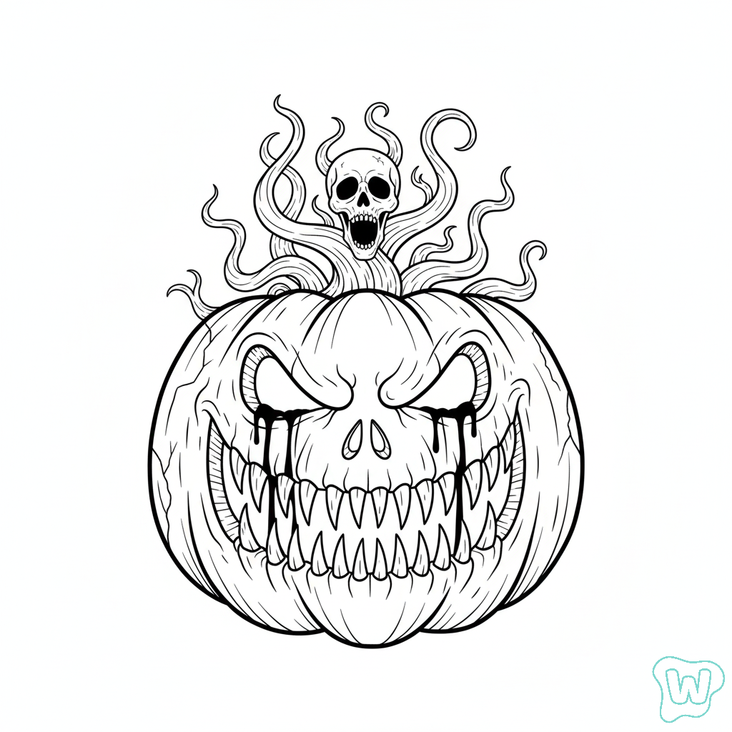 colorear páginas de Tallado de calabazas de Halloween