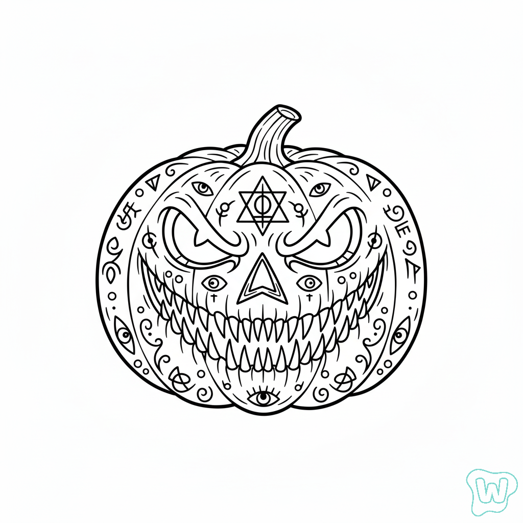 páginas para colorear gratis para adultos Tallado de calabazas de Halloween