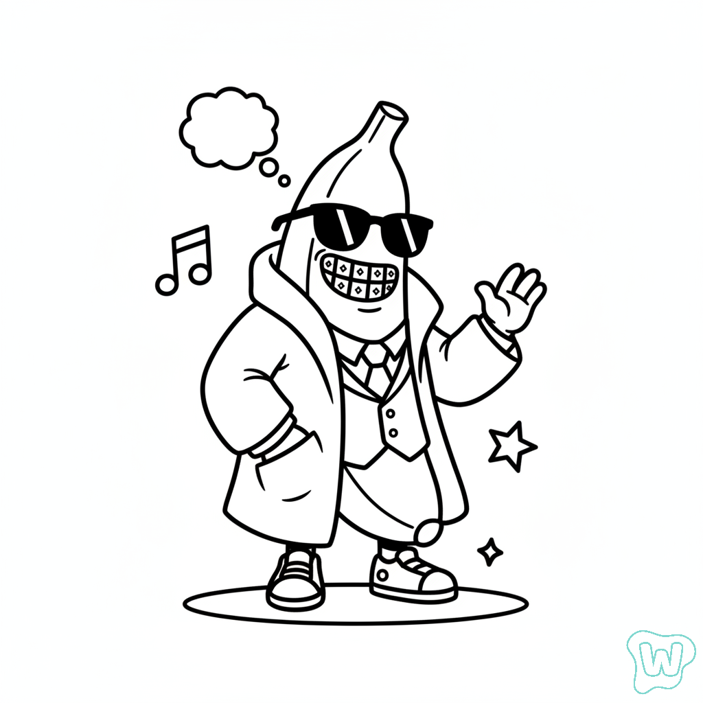 páginas para colorear para adultos Bananito Bandito