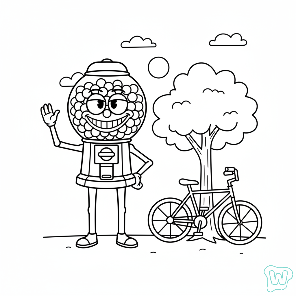 páginas para colorear kawaii lindas Chicleteira Bicicleteira