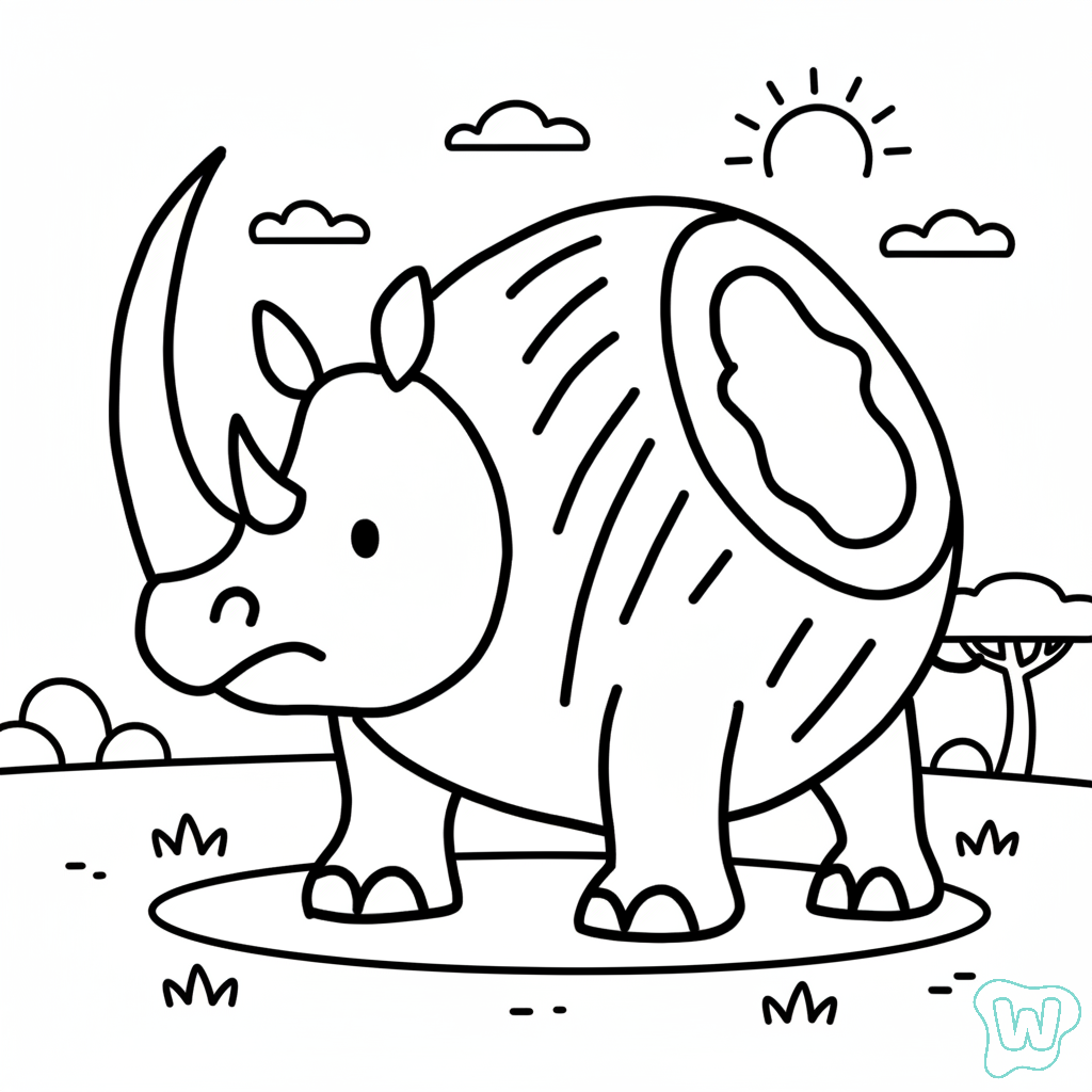 Cocosino Rhino dibujos para colorear 2