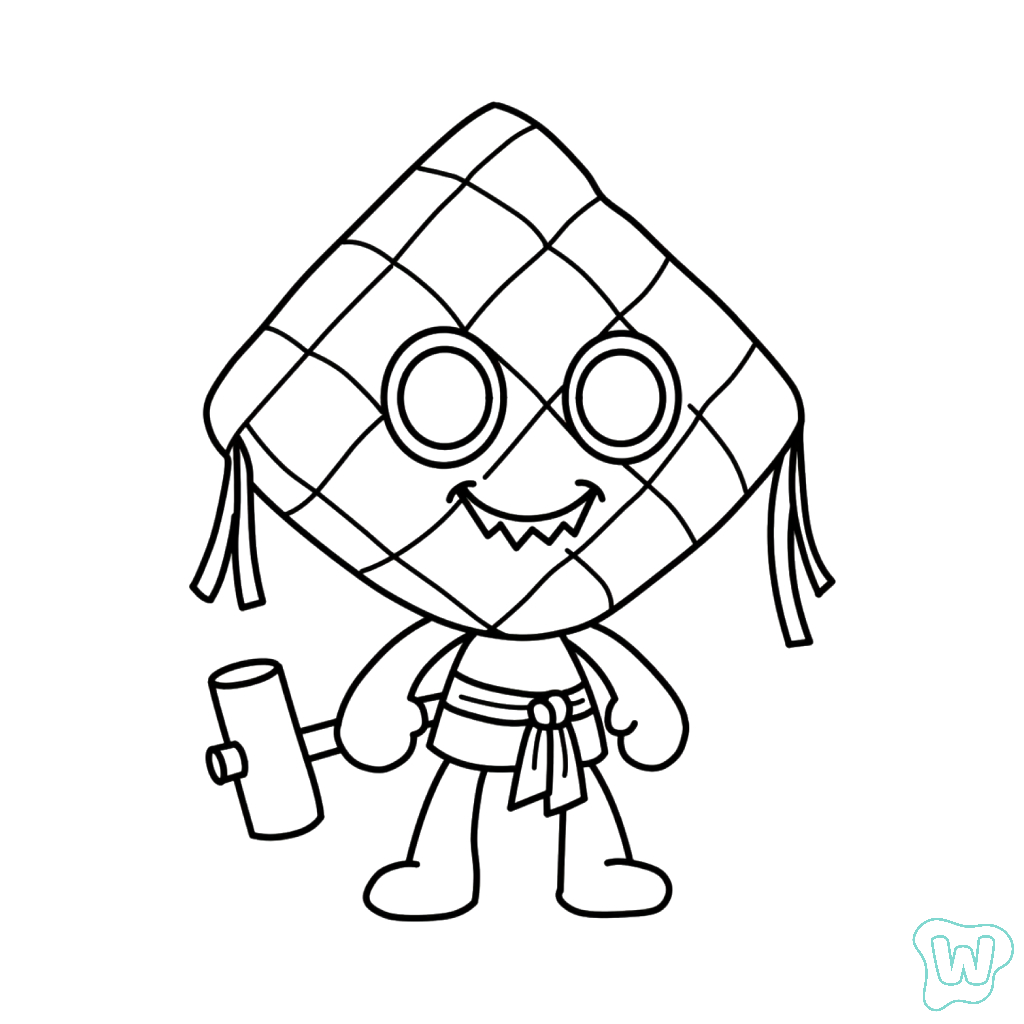 Ketupat Kepat páginas para colorear imprimibles