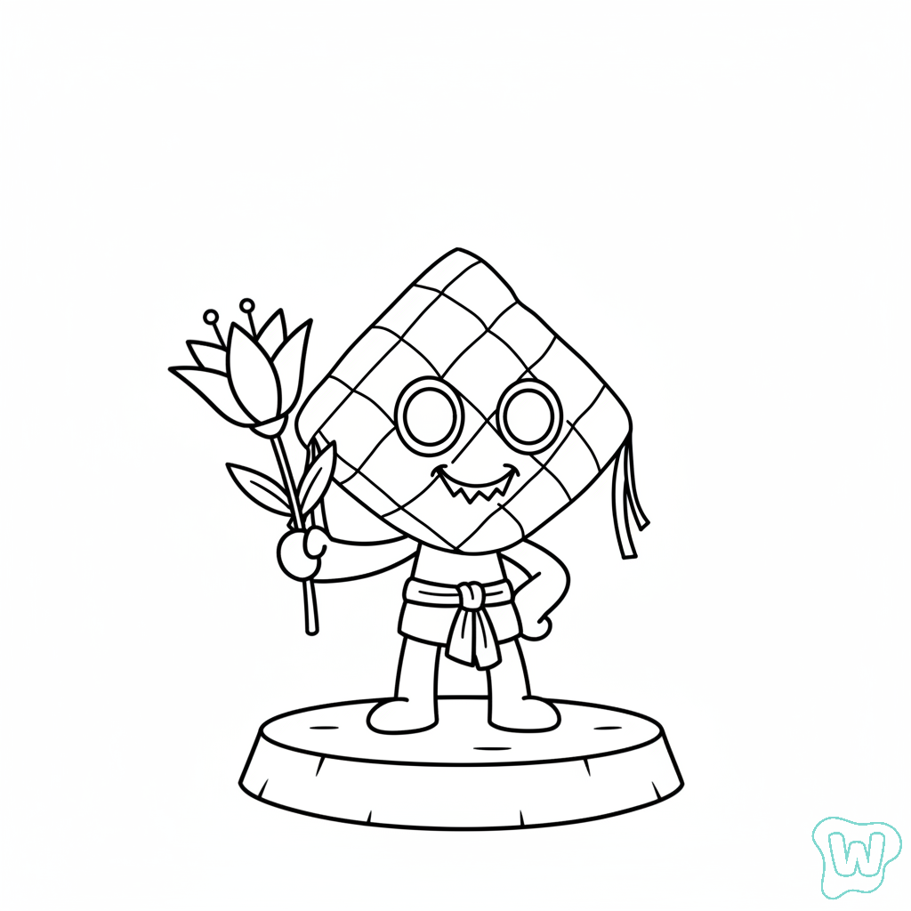 divertidas páginas para colorear Ketupat Kepat