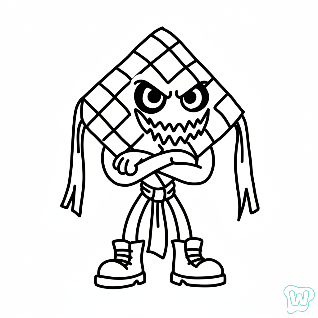 páginas para colorear fáciles de Ketupat Kepat