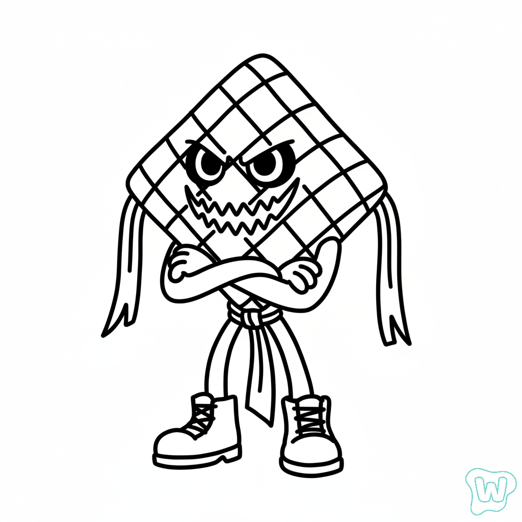 páginas para colorear para niños Ketupat Kepat