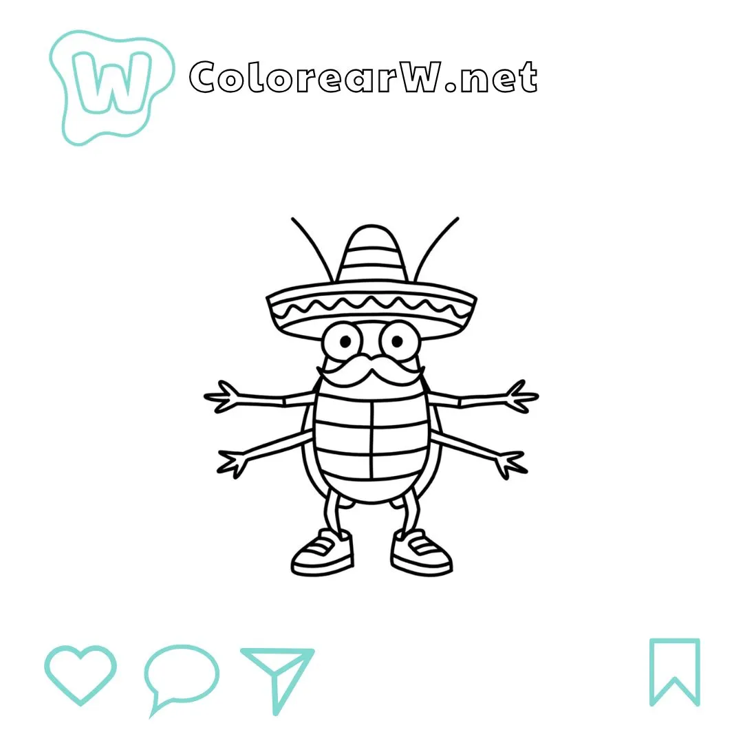La Cucaracha para colorear (PDF para imprimir gratis) thumbnail