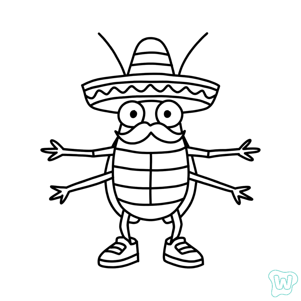 páginas para colorear lindas y fáciles de La Cucaracha