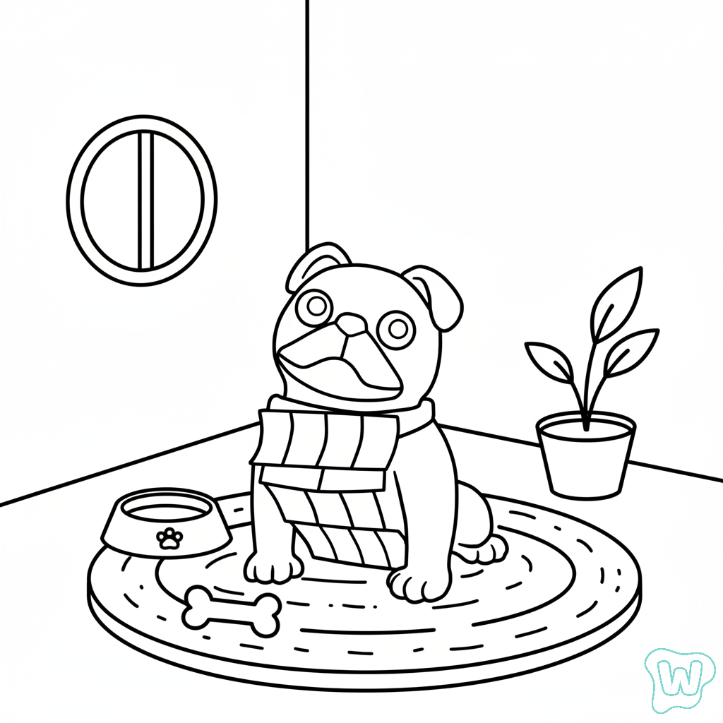 páginas para colorear imprimibles Money Money Puggy para adultos 1