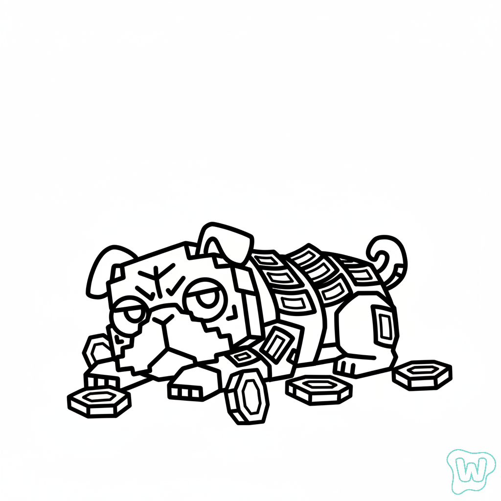 Money Money Puggy páginas para colorear de adornos