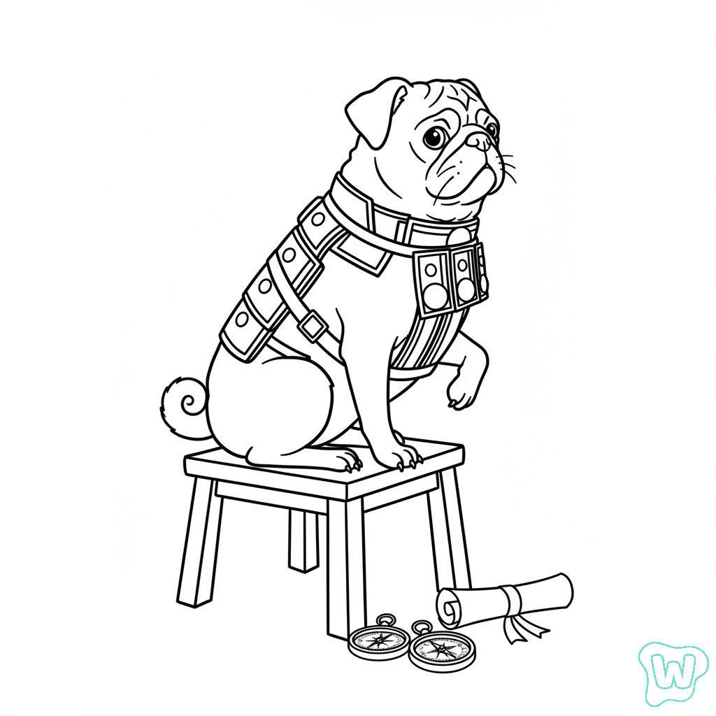 felices páginas para colorear Money Money Puggy