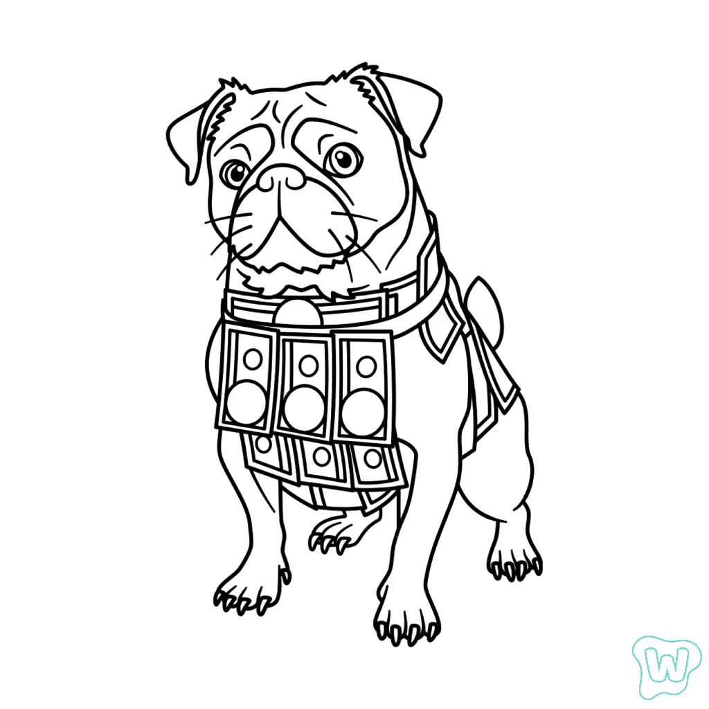 Money Money Puggy colorear y Imprimir PDF