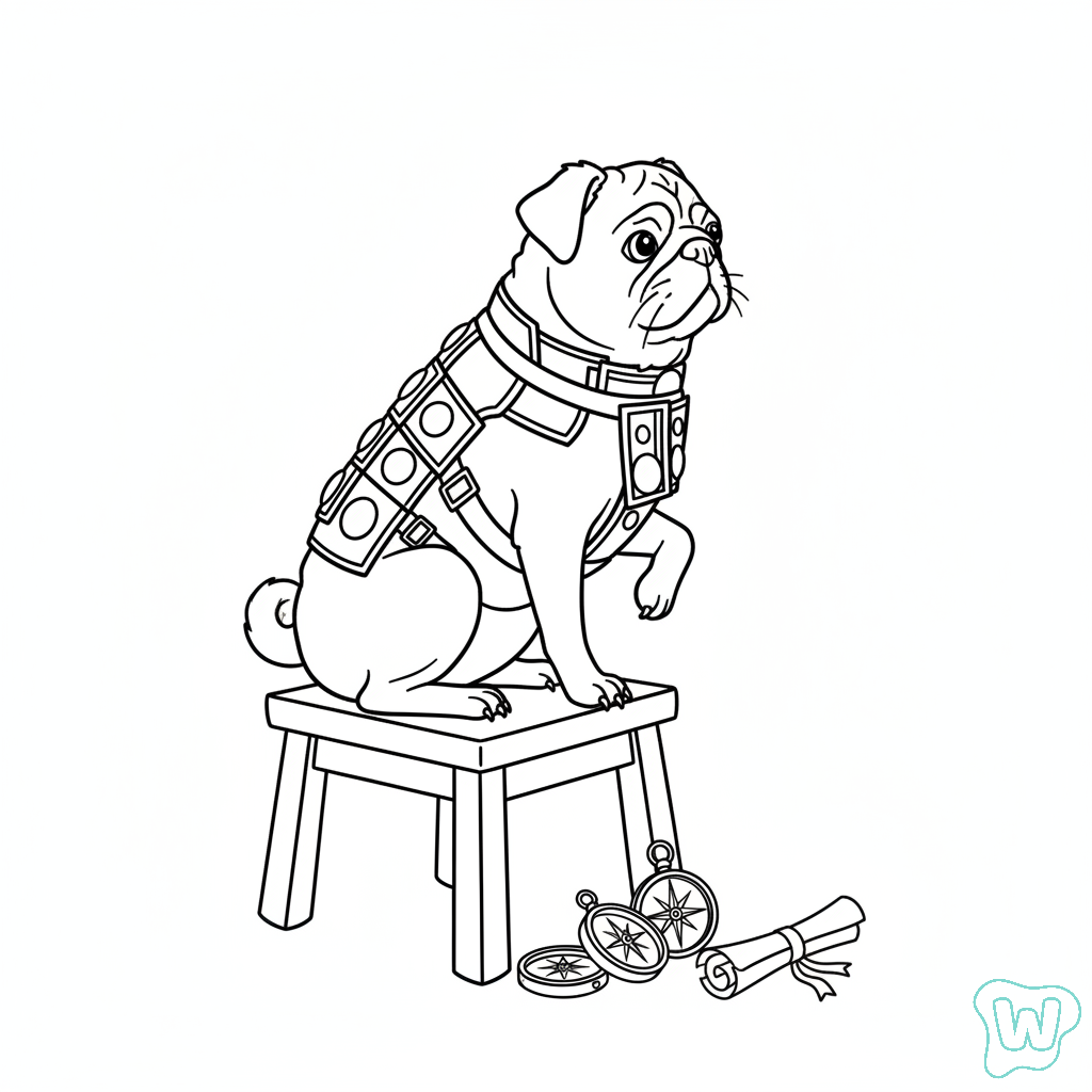 páginas para colorear imprimibles Money Money Puggy para adultos