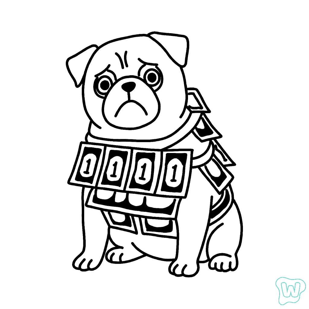 Money Money Puggy páginas para colorear fáciles