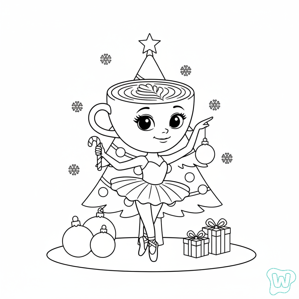 Ballerina Cappuccina Navidad dibujos para colorear  y Imprimir PDF gratis
