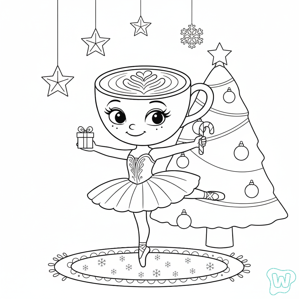 páginas para colorear para adultos Ballerina Cappuccina Navidad