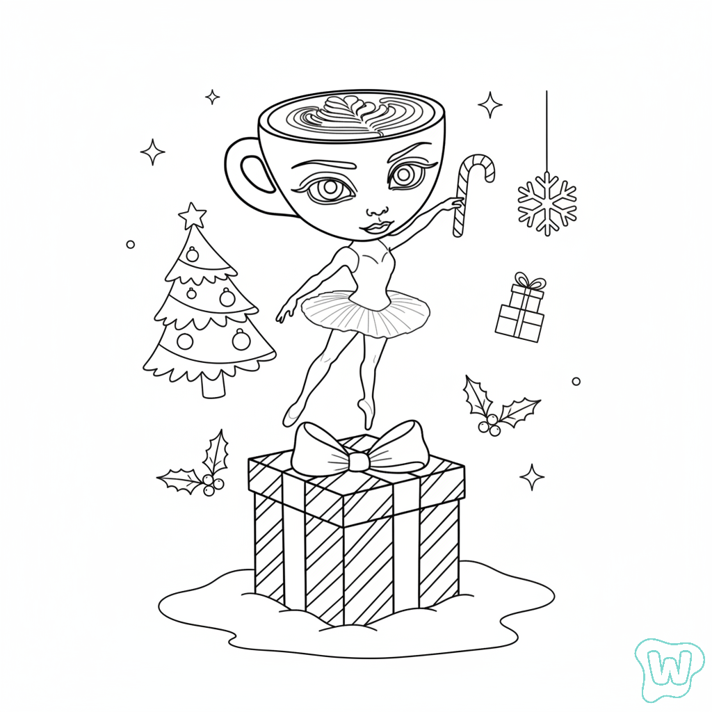 niños Ballerina Cappuccina Navidad páginas para colorear 1