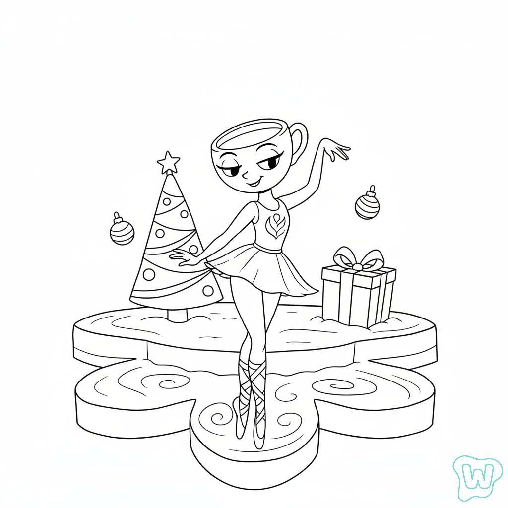 Ballerina Cappuccina Navidad páginas para colorear imprimibles 1