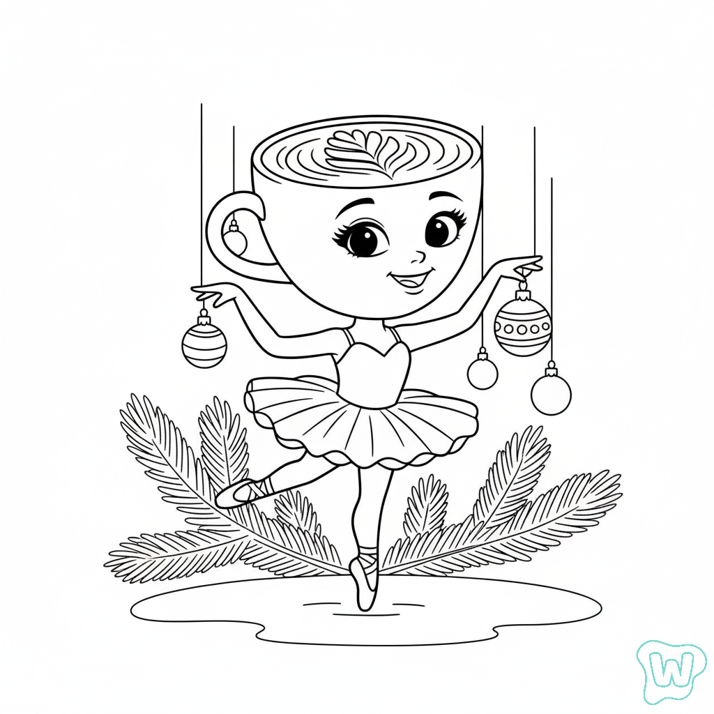 colorear páginas de Ballerina Cappuccina Navidad