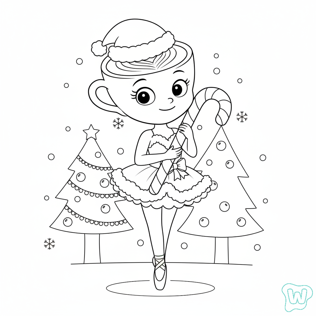 páginas para colorear para imprimir gratis Ballerina Cappuccina Navidad