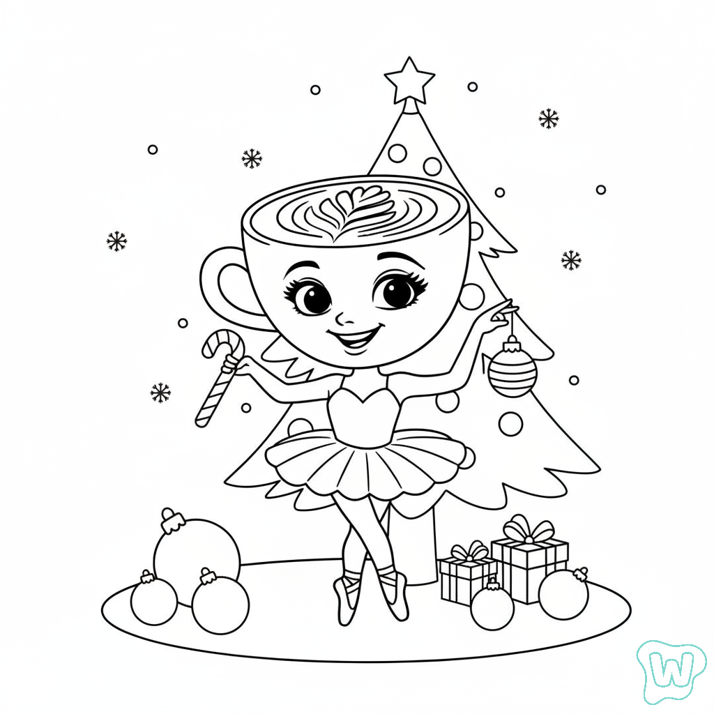 páginas para colorear gratis Ballerina Cappuccina Navidad
