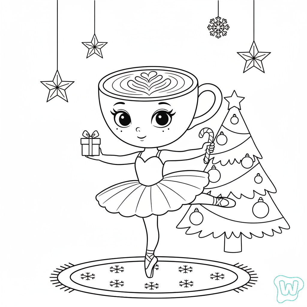 páginas para colorear gratis Ballerina Cappuccina Navidad 1